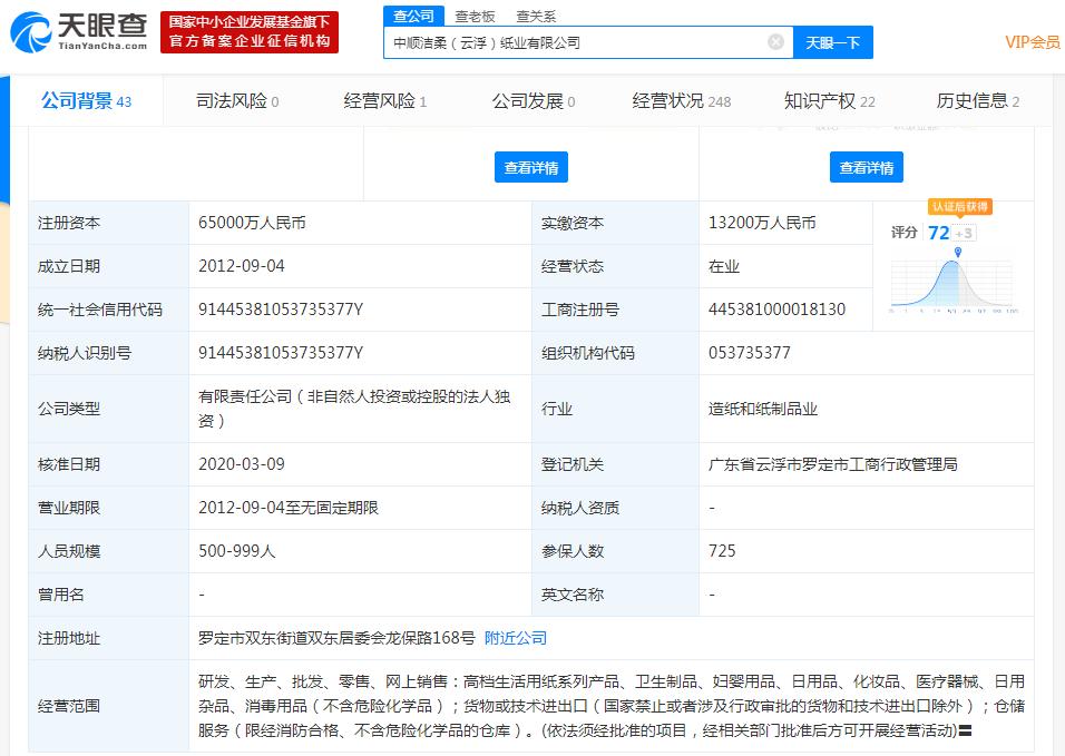中順潔柔 子公司開展生產(chǎn)銷售醫(yī)用口罩業(yè)務(wù)，穩(wěn)健布局日用雜品市場